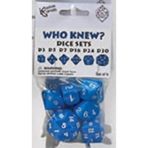 Who Knew Dice Set Blue (d3, d5, d7, d16, d24, d30)