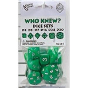 Who Knew Dice Set Green (d3, d5, d7, d16, d24, d30)