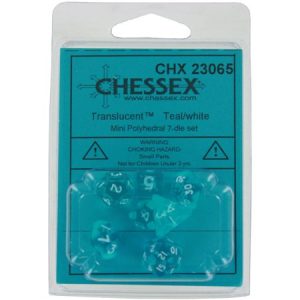 Chessex 7 Die Set Translucent Mini Blue/White