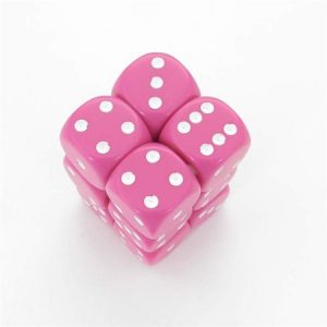 Chessex 16mm D6 Opaque Pink/White