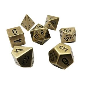 Chessex 7 Die Set Metal Old Brass