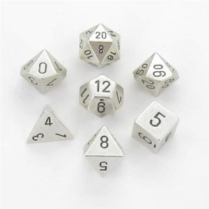 Chessex 7 Die Set Metal Silver