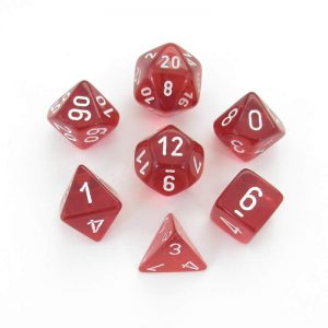 Chessex 7 Die Set Translucent Red/white Updated