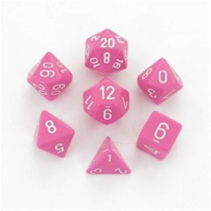 Chessex 7 Die Set Opaque Pink/White