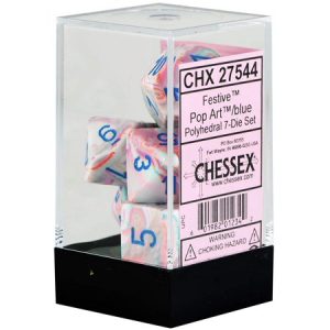 Chessex 7 Die Set Festive Pop Art/Blue