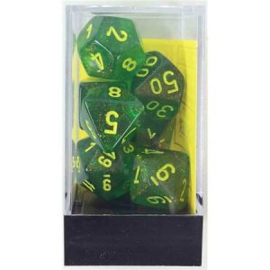 Chessex 7 Die Set Borealis Maple Green/Yellow