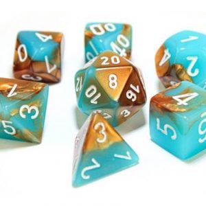 Chessex 7 Die Set Gemini Copper-Turquoise/white