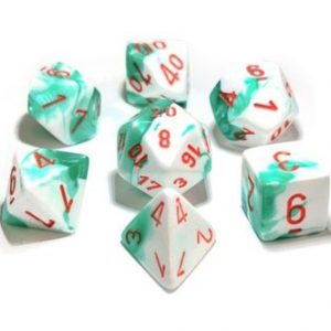 Chessex 7 Die Set Gemini Mint Green-White/orange