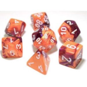 Chessex 7 Die Set Gemini Orange-Purple/white