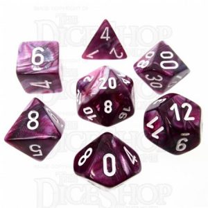 Chessex 7 Die Set Lustrous Amethyst/White