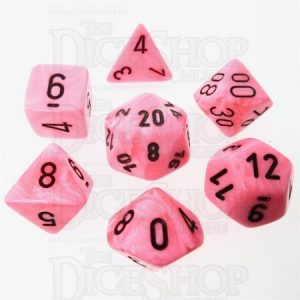 Chessex 7 Die Set Vortex Snow Pink/Black