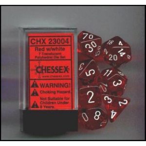 Chessex 7 Die Set Translucent Red/white