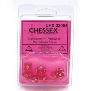 Chessex 7 Die Set Translucent Mini Pink/white