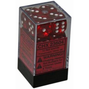 Chessex 16mm D6 Translucent Red/White