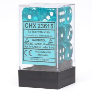 Chessex 16mm D6 Translucent Teal/White
