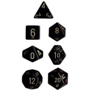 Chessex 7 Die Set Opaque Black/Gold