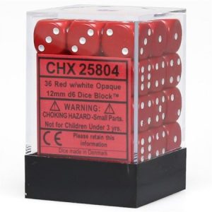Chessex 12mm D6 Opaque Red/white