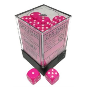 Chessex 12mm D6 Opaque Pink/White