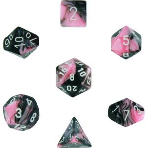 Chessex 7 Die Set Gemini Black-pink/white