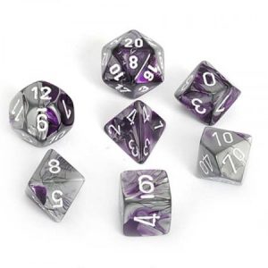 Chessex 7 Die Set Gemini Purple-steel/white