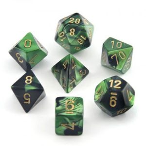 Chessex 7 Die Set Gemini Black-green/gold