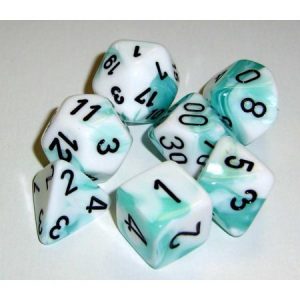Chessex 7 Die Set Gemini Teal-white/black