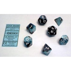 Chessex 7 Die Set Gemini Black-shell/white