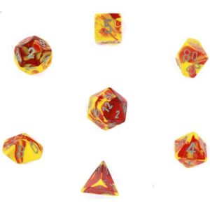 Chessex 7 Die Set Gemini Red-Yellow/silver