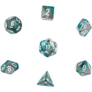 Chessex 7 Die Set Gemini Steel-teal/white