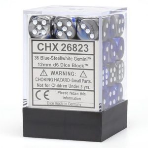 Chessex 12mm D6 Gemini Blue/Steel