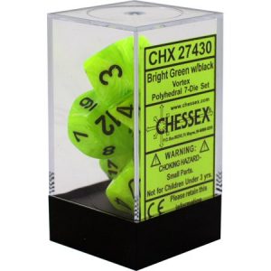Chessex 7 Die Set Vortex Bright Green/black