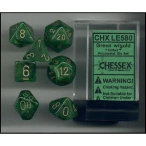 Chessex 7 Die Set Vortex Green/gold