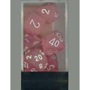 Chessex 7 Die Set Frosted Pink/white