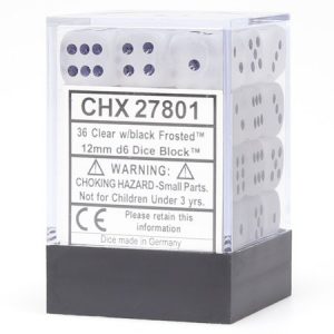 Chessex 12mm D6 Frosted Clear/Black