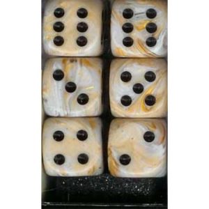 Chessex 12mm D6 Marble Ivory/Black