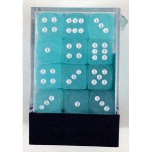 Chessex 12mm D6 Frosted Teal/White