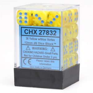 Chessex 12mm D6 Vortex Yellow/Blue