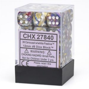 Chessex 12mm D6 Festive Carousel/White