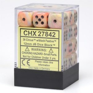 Chessex 12mm D6 Festive Circus/Black