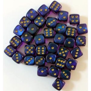 Chessex 12mm D6 Borealis Royal Purple/Gold
