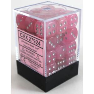 Chessex 12mm D6 Ghostly Glow Pink/Silver