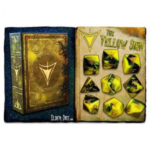 Infinite Black Elder Dice Yellow Sign Of Hastur 9-Die Set