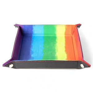 Metallic Dice Games Dice Tray Velvet Folding 10” X 10” Watercolor Rainbow