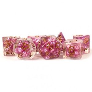 MDG 7-Die Set 16mm Resin Pearl Pink w/ Copper Numbers