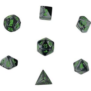 Chessex 7 Die Set Gemini Black-Grey/green