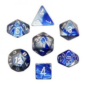 Chessex 7 Die Set Gemini Blue-Silver/white (blue-steel/white)