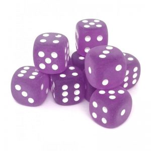 Chessex 12mm D6 Frosted Purple/White