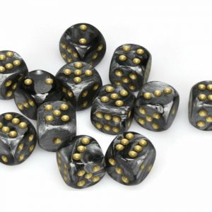 Chessex 12mm D6 Lustrous Black/Gold