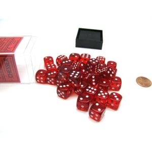 Chessex 12mm D6 Translucent Red/white