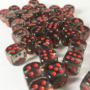 Chessex 12mm D6 Translucent Smoke/red
